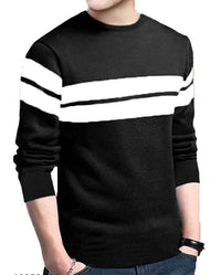 Thumbnail for Men Black & White Color Block T-shirt